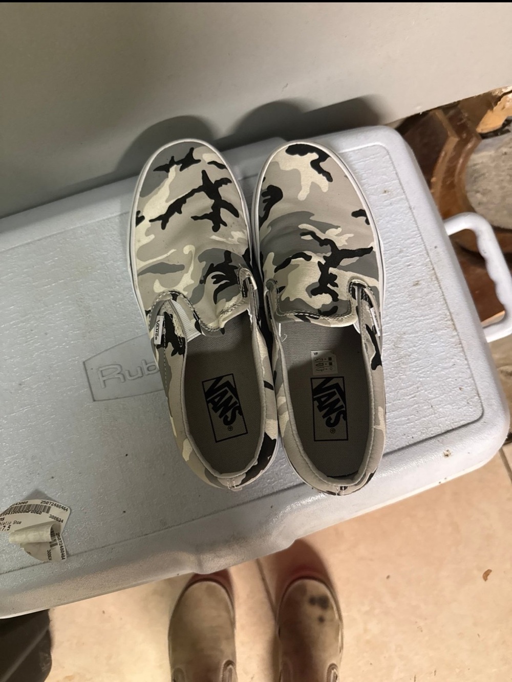 Vans Slip-On Shoes - Black & White Camo